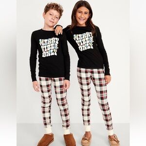 Old Navy Black and Plaid Kids Pajama Set